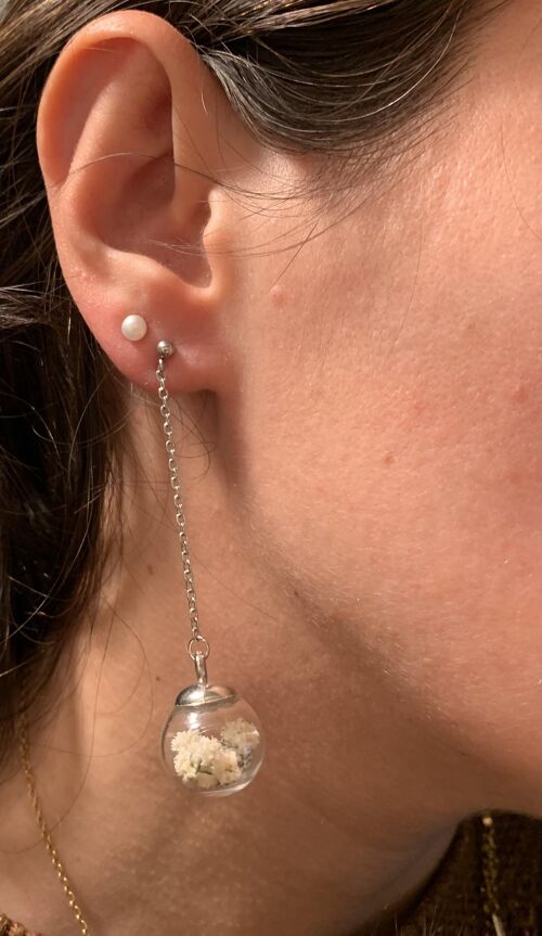 Boucles d’oreilles pendantes argentées Gypsophile