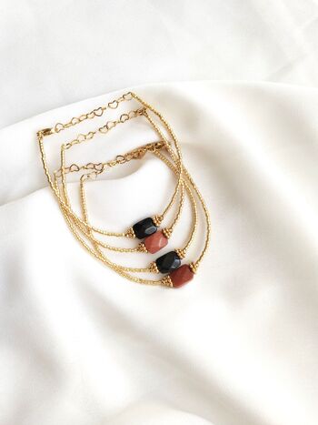 Bracelet OLYMPE // Perles Miyuki plaqué or et pierre fine 4