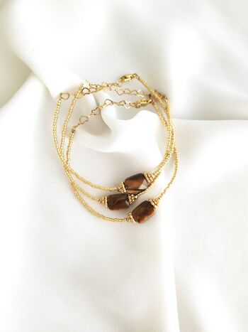 Bracelet OLYMPE // Perles Miyuki plaqué or et pierre fine 12