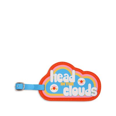 Etiqueta de equipaje novedosa, cabeza en las nubes