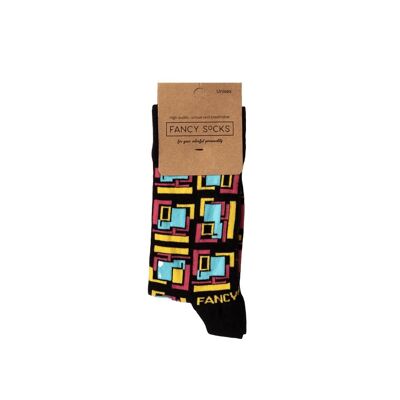 Schwarze geometrische Unisex-Socken