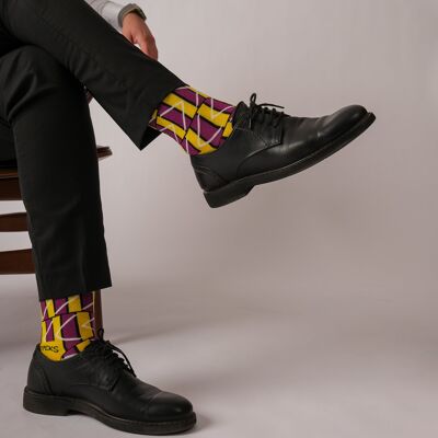 2er-Pack geometrische Socken in Gelb und Lila
