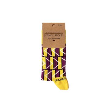 Lot de 2 paires de chaussettes géométriques jaunes et violettes 3
