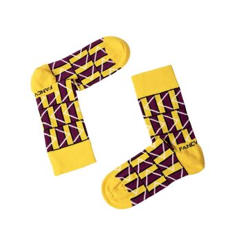 Lot de 2 paires de chaussettes géométriques jaunes et violettes 5