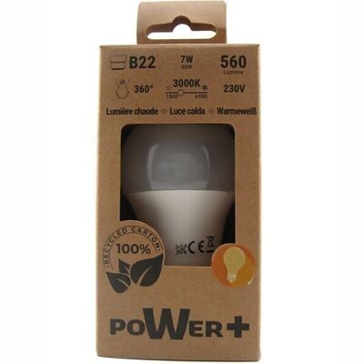 Bombilla LED B22 7W 3000K A55