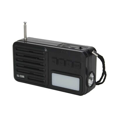Rechargeable radio with solar panel - TG2306 - 723055 - Black