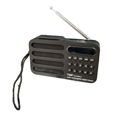 Rechargeable radio with solar panel - TG2302S - 723017 - Black