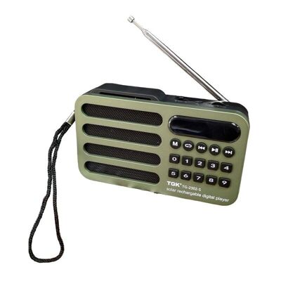 Rechargeable Radio with Solar Panel - TG2302S - 723017 - Green