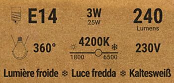 Ampoule led E14 3W 4200K 2