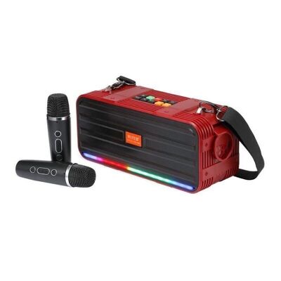 Enceinte Bluetooth sans fil avec 2 microphones karaoké - WS950 - 810248 - Rouge