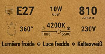 Ampoule led E27 10W 4200K 2