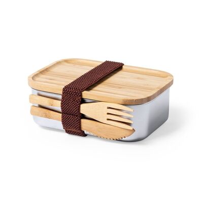 600 ml Stainless Steel Lunch Box with Bamboo Cutlery