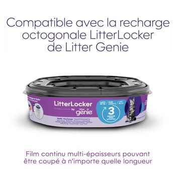 Poubelle à litière LitterLocker par Litter Genie
avec 1 recharge octogonale 9