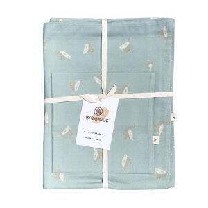 CANARDS housse de couette bleu beige 100x140cm et taie 40x40cm