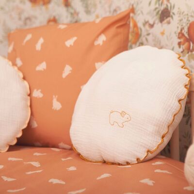 RABBITS orange duvet cover 100x140cm and pillowcase 40x40cm