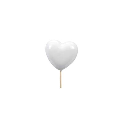 White lacquered heart pick - 12 pieces