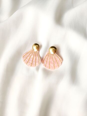 Boucles d'oreilles ARIELLE - Rose // Boucles pendentif coquillage en acétate au style rétro vintage 2