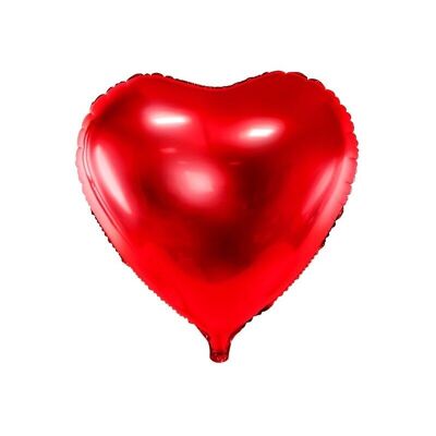 Shiny red heart-shaped balloon H45cm