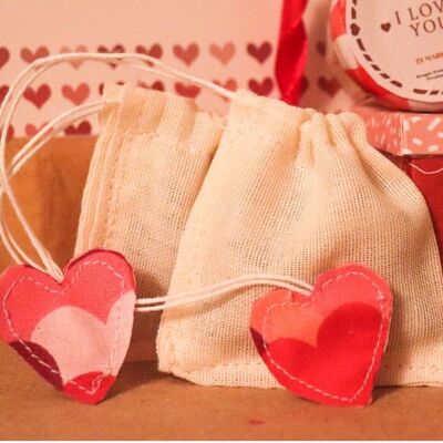 Set of 2 reusable tea bags "Hearts" - Duo Love
