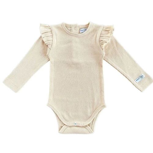 Ruffle baby romper Hailey | Rib Beige | May Mays | Baby clothes