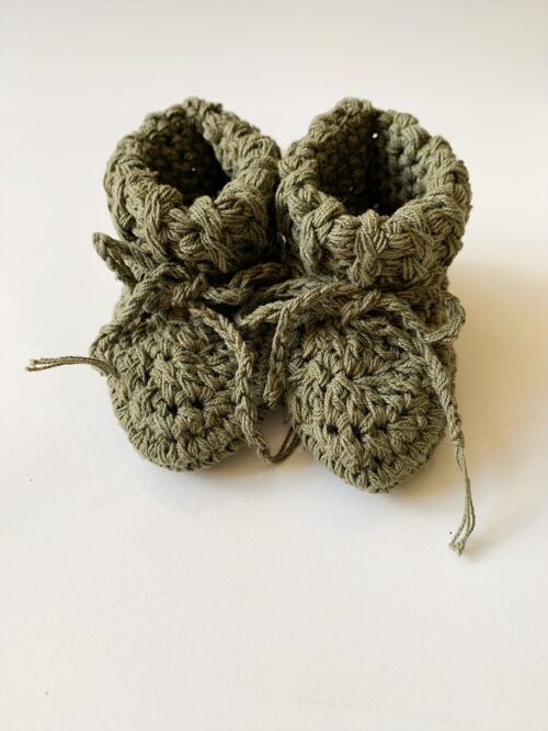 Organic cotton booties olive