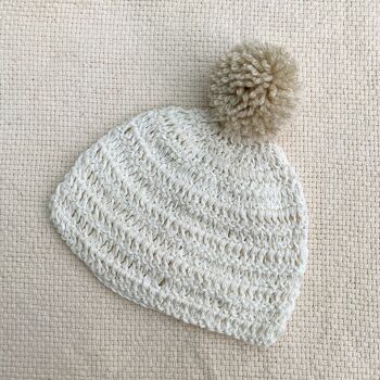 Bonnet pompon en coton bio crm