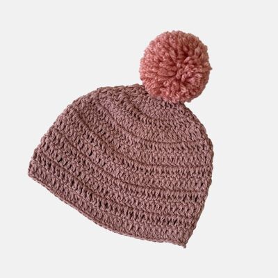 Bonnet pompon coton bio chrose