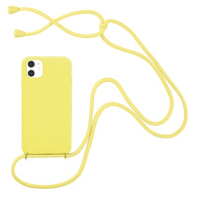 Funda de silicona líquida compatible con iPhone 11 con cable - Amarillo