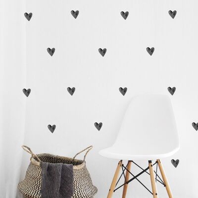 Watercolour Hearts Wall Stickers, Monocolour