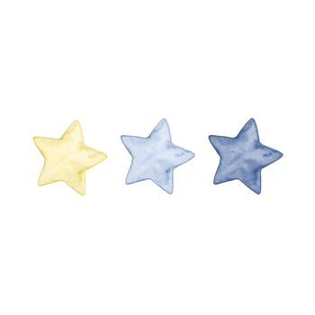 Stickers muraux aquarelle étoiles, monochrome 3