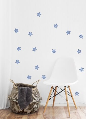 Stickers muraux aquarelle étoiles, monochrome 4