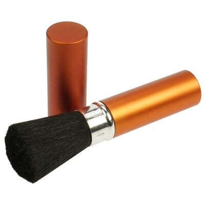 Retractable round powder brush, copper colored