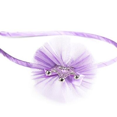 Narrow children's headband with tulle flower and princess crown