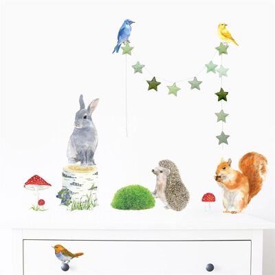 Pegatinas de pared con animales del bosque, pequeñas