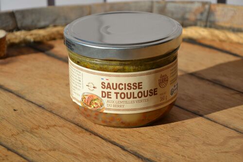 Saucisse de Toulouse aux lentilles vertes du Berry, bocal 360g
