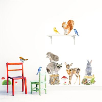 Pegatinas de pared con animales del bosque, medianas