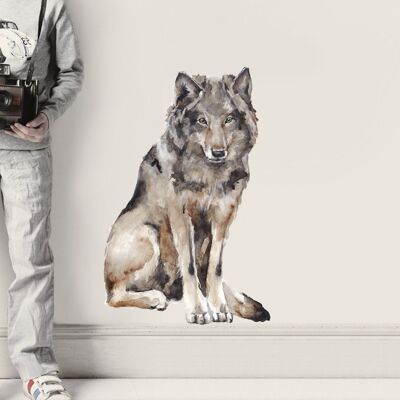 Sticker mural loup