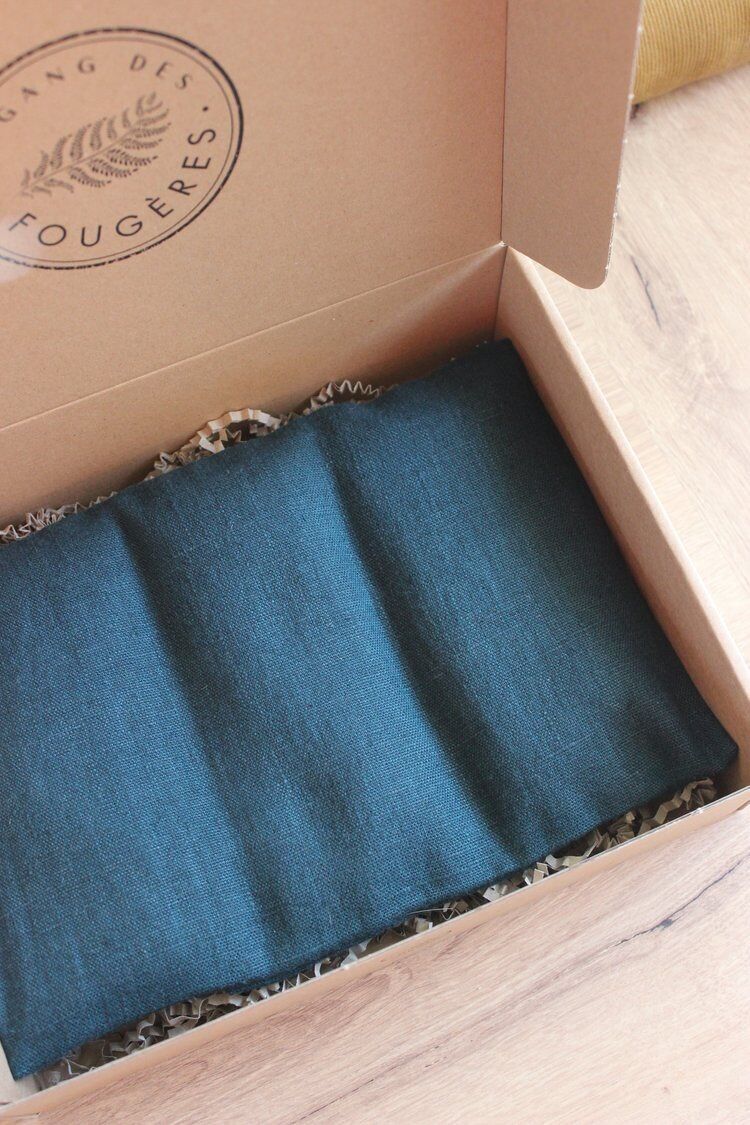 Medium dry flaxseed hot water bottle - Prussian blue flax