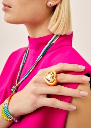 BAGUE ORANGE LILAS AVEC CŒUR D'AMOUR 1