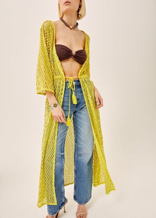 ISLA YELLOW CROCHET LONG DRESS