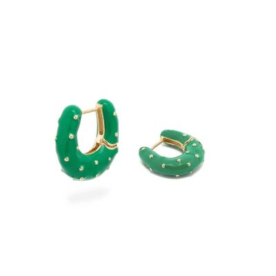 PENDIENTES VIVIAN ESMALTE VERDE CHAPADO ORO 14KT