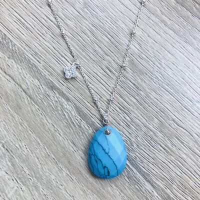 Alma Howlite Turquoise Silver Necklace