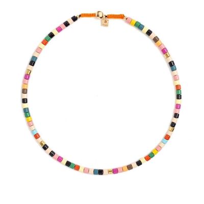 TOBI NECKLACE WITH ORANGE COLORED BEADS