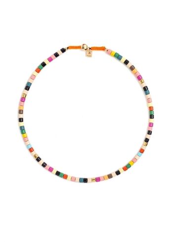 COLLIER TOBI AVEC PERLES DE COULEUR ORANGE 1