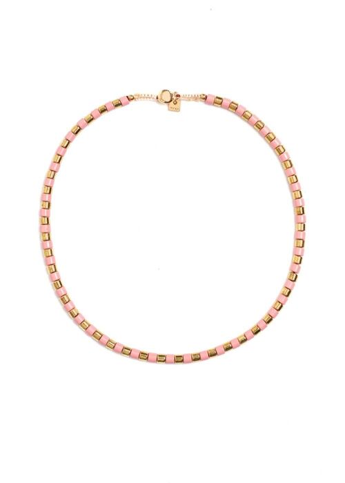 TOBI NECKLACE WITH GOLD AND PINK BEADS