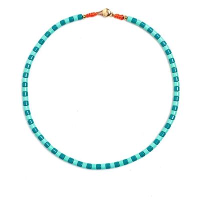 COLLAR TOBI CON CUENTAS AZULES Y AZULES