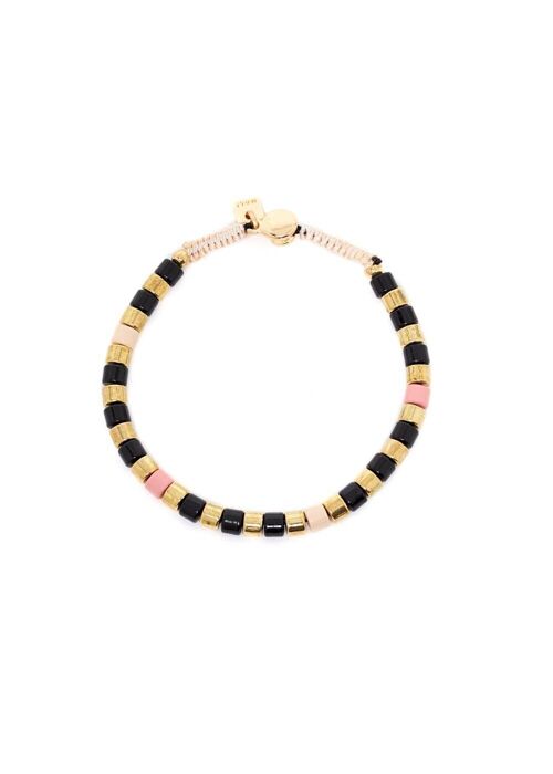 TOBI BRACELET WITH BLACK AND GOLD BEADS