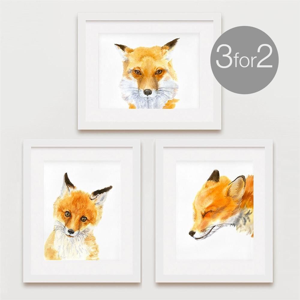 Buy wholesale Fox Prints, Fox Family Set, 3 for 2 - 5 x 7 Inches