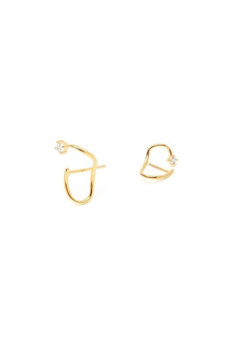 STUD EARRINGS W/ ZIRCON 18K GOLD PLATED