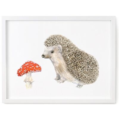 Igel & Fliegenpilz-Druck - 5 x 7 Zoll In